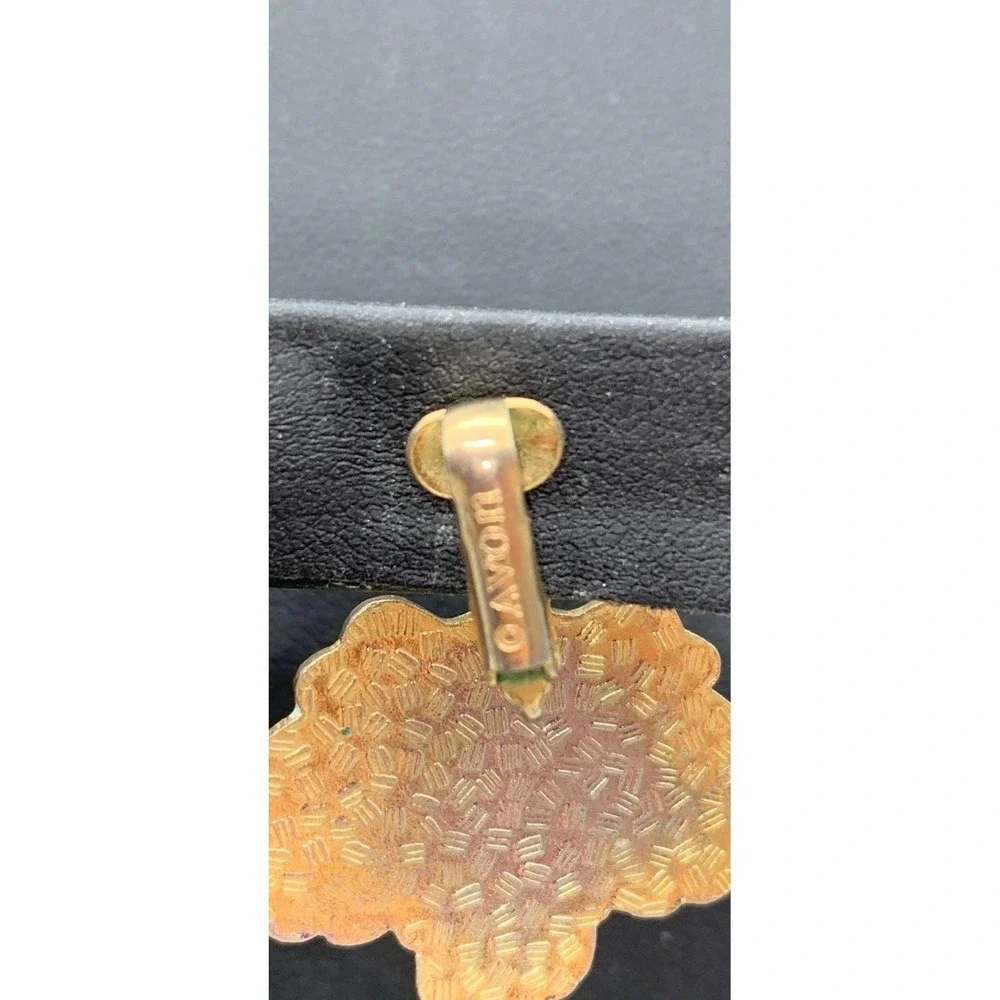 Vintage Avon Heart And Flower Dangle Cloisonné Clip‎ On Earrings